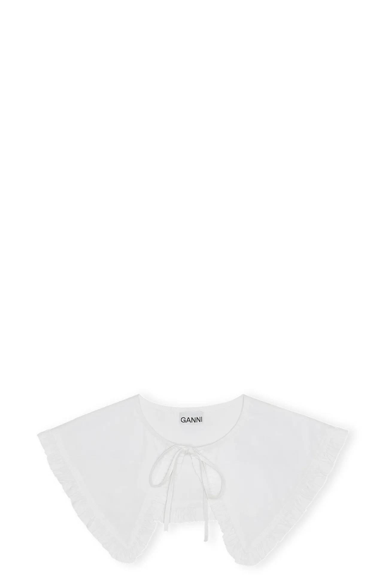 Cheap GANNI Abnehmbarer Ruschenkragen Aus Cotton Poplin Bright White