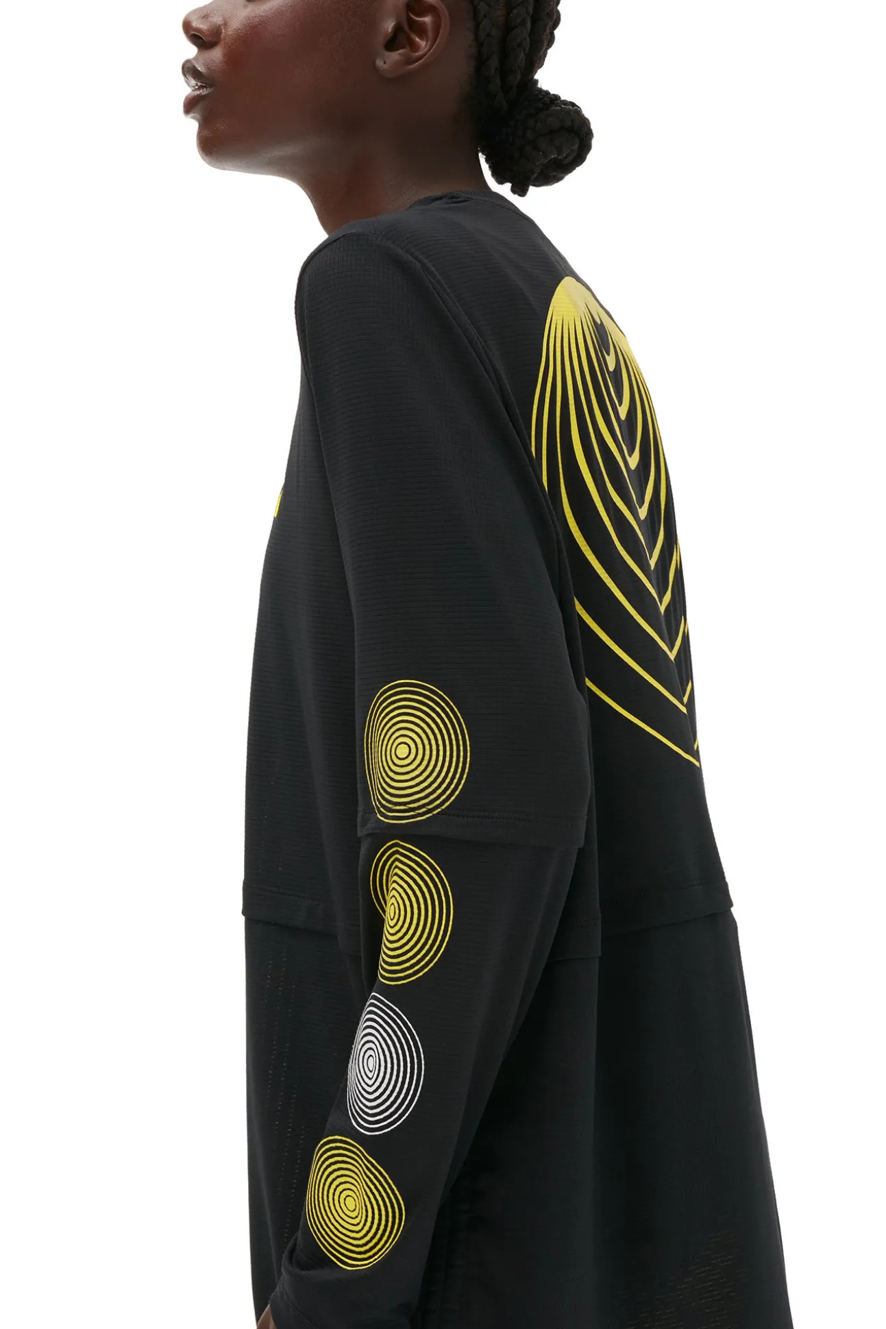 Flash Sale GANNI Active-Netz-Langarmshirt Mit Lagenlook Black