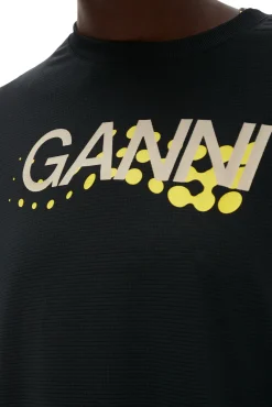 Flash Sale GANNI Active-Netz-Langarmshirt Mit Lagenlook Black
