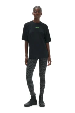 Sale GANNI Active-Netz-T-Shirt Black