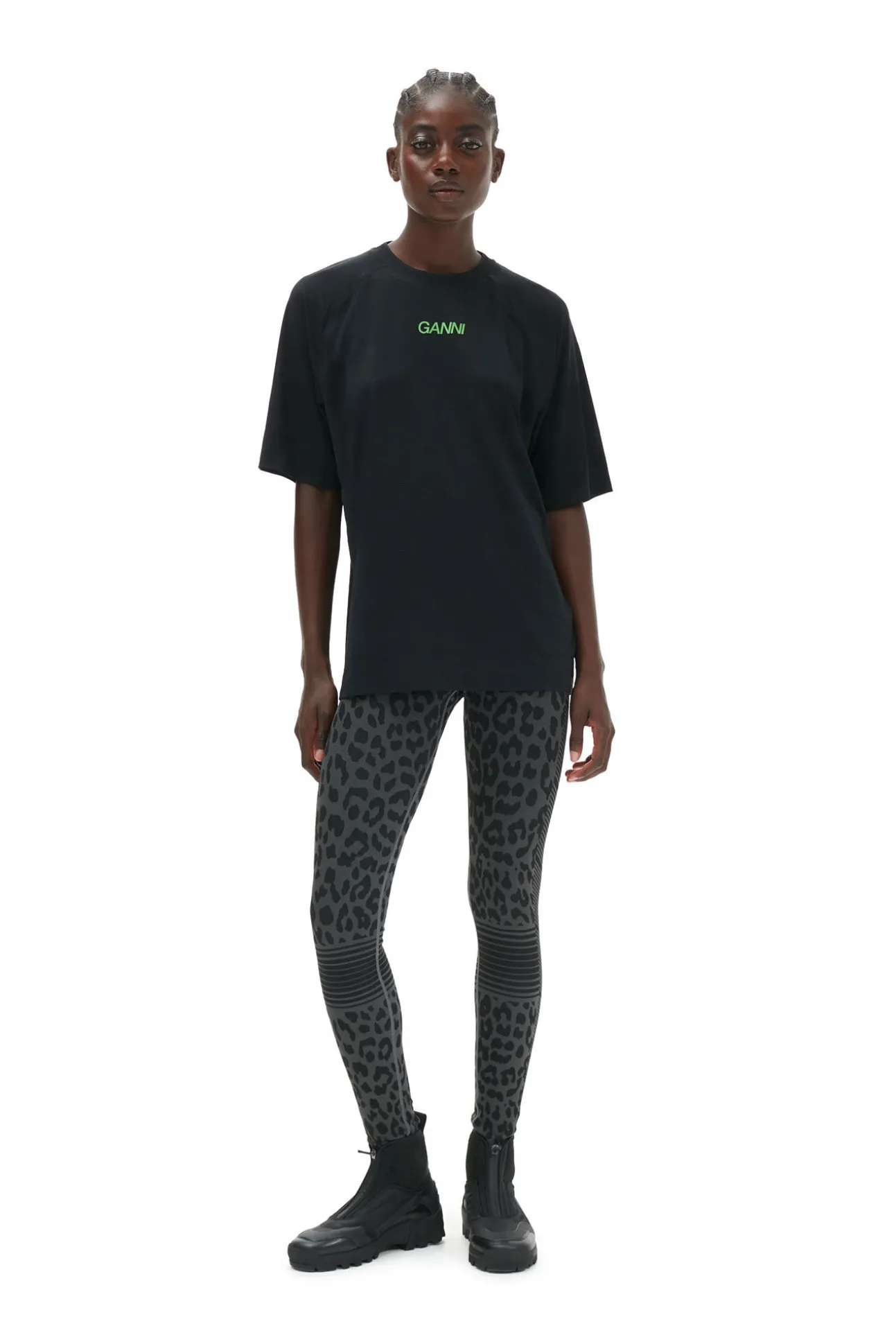 Sale GANNI Active-Netz-T-Shirt Black
