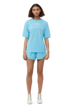 Online GANNI Active-Netz-T-Shirt Ethereal Blue