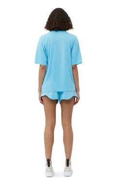 Online GANNI Active-Netz-T-Shirt Ethereal Blue