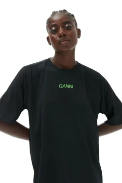Sale GANNI Active-Netz-T-Shirt Black