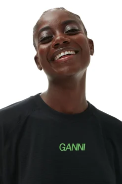 Sale GANNI Active-Netz-T-Shirt Black