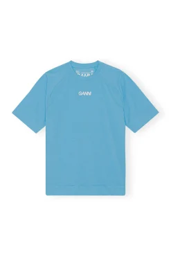 Online GANNI Active-Netz-T-Shirt Ethereal Blue