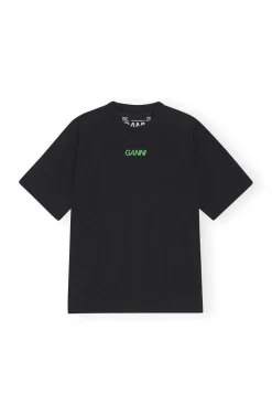 Sale GANNI Active-Netz-T-Shirt Black