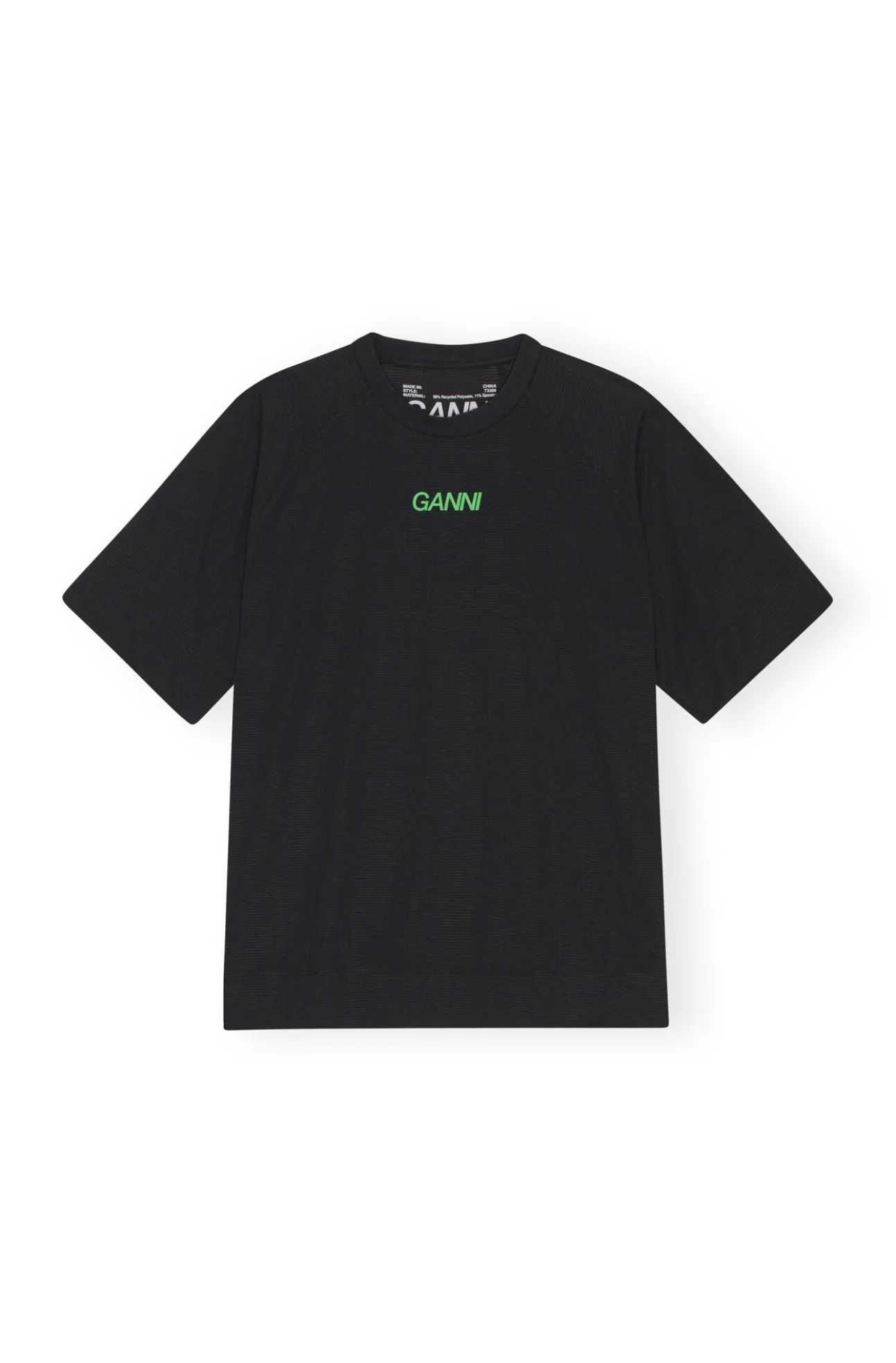 Sale GANNI Active-Netz-T-Shirt Black