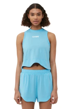 Discount GANNI Aktive-Netz-Top Ethereal Blue