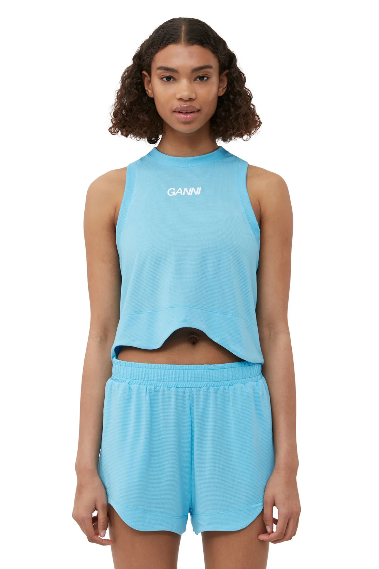 Discount GANNI Aktive-Netz-Top Ethereal Blue