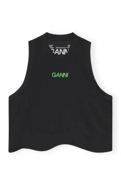 Discount GANNI Aktive-Netz-Top Black