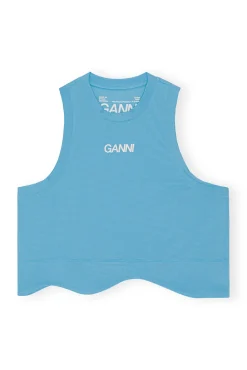 Discount GANNI Aktive-Netz-Top Ethereal Blue