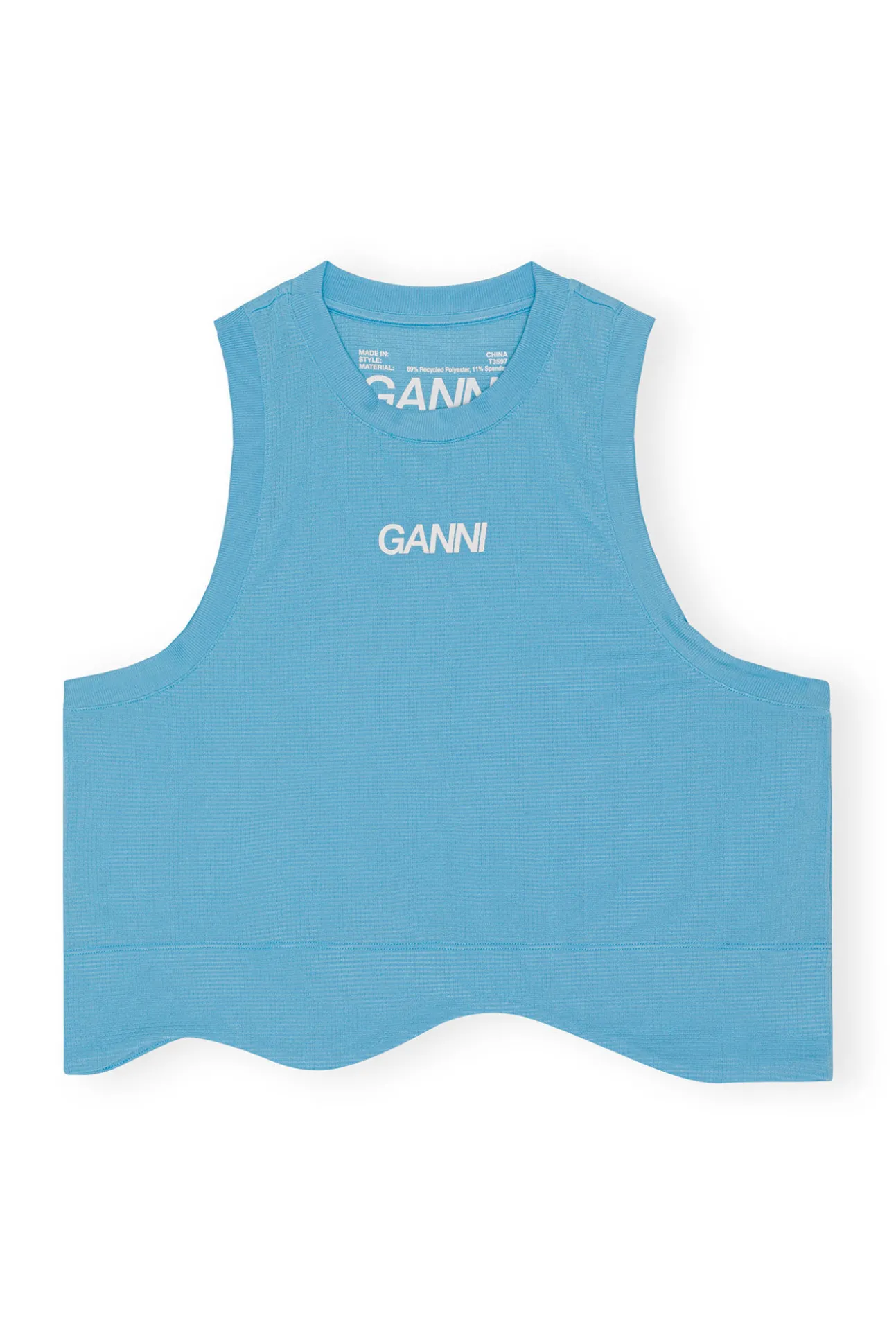 Discount GANNI Aktive-Netz-Top Ethereal Blue