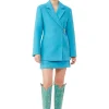 Online GANNI Anzugblazer Aus Twill Wool Blue Curacao
