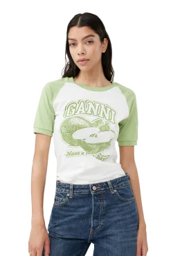 Store GANNI Apple- Raglan-T-Shirt Egret