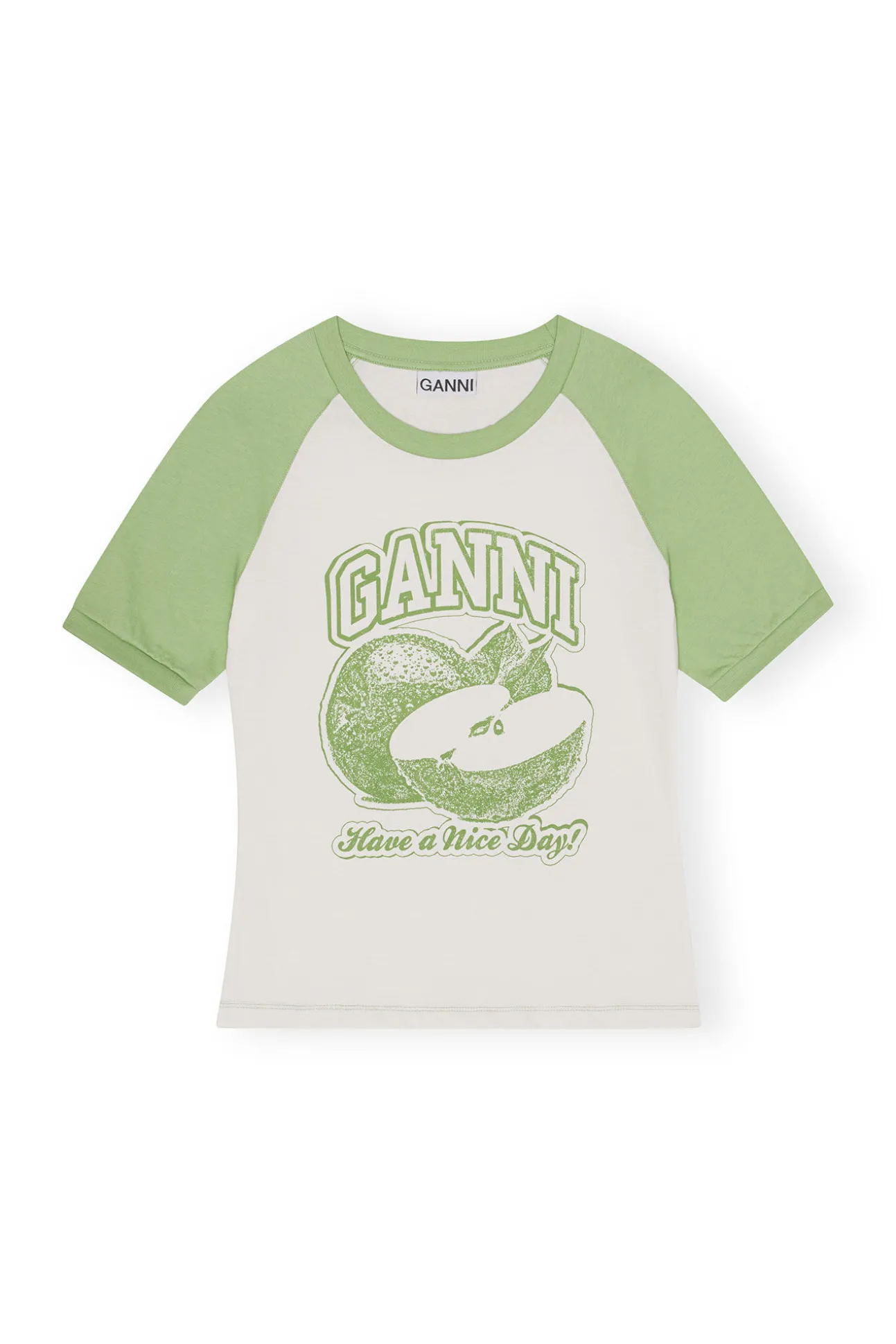 Store GANNI Apple- Raglan-T-Shirt Egret