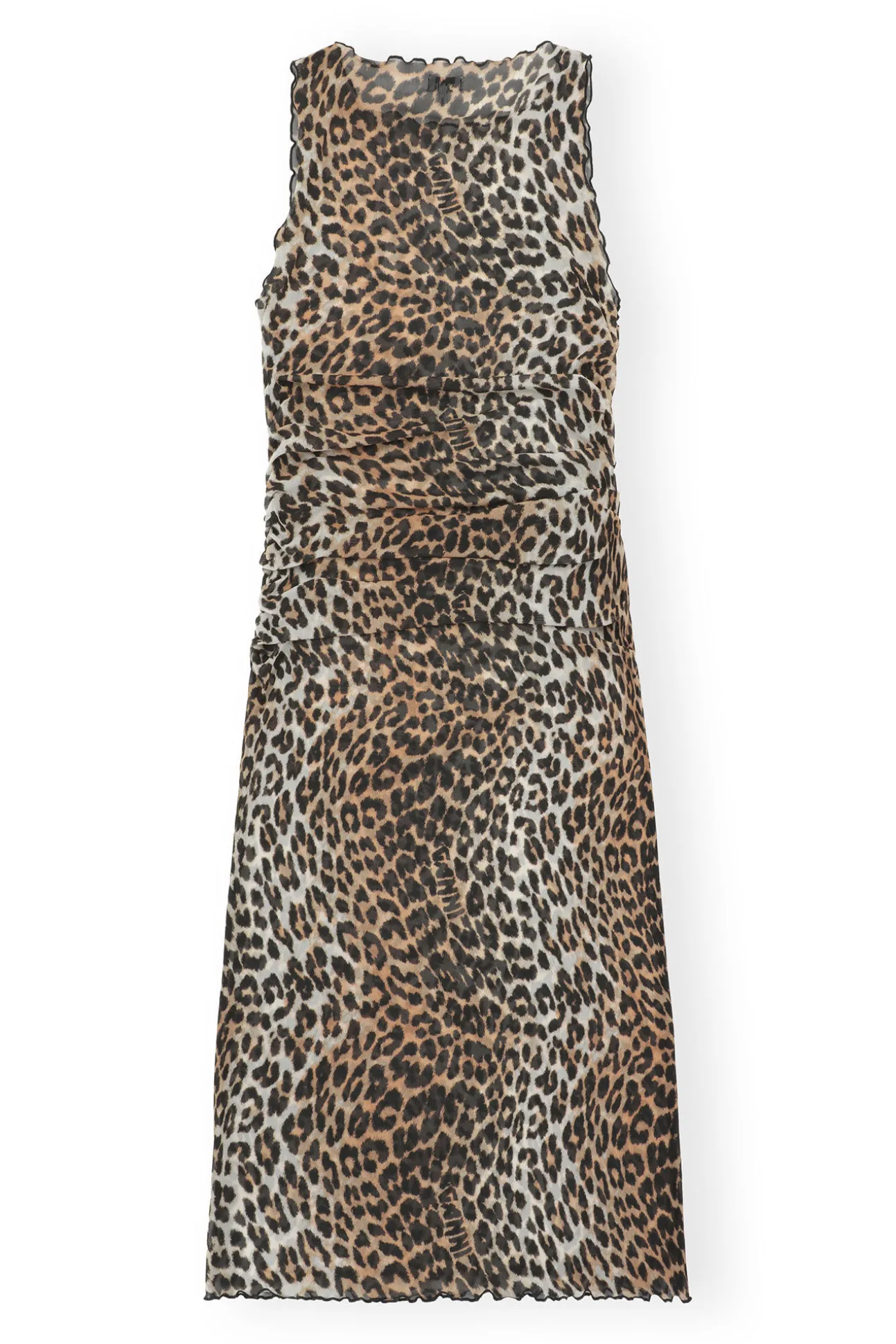 Shop GANNI Armelloses Kleid Mit Mesh-Abdeckung Leopard