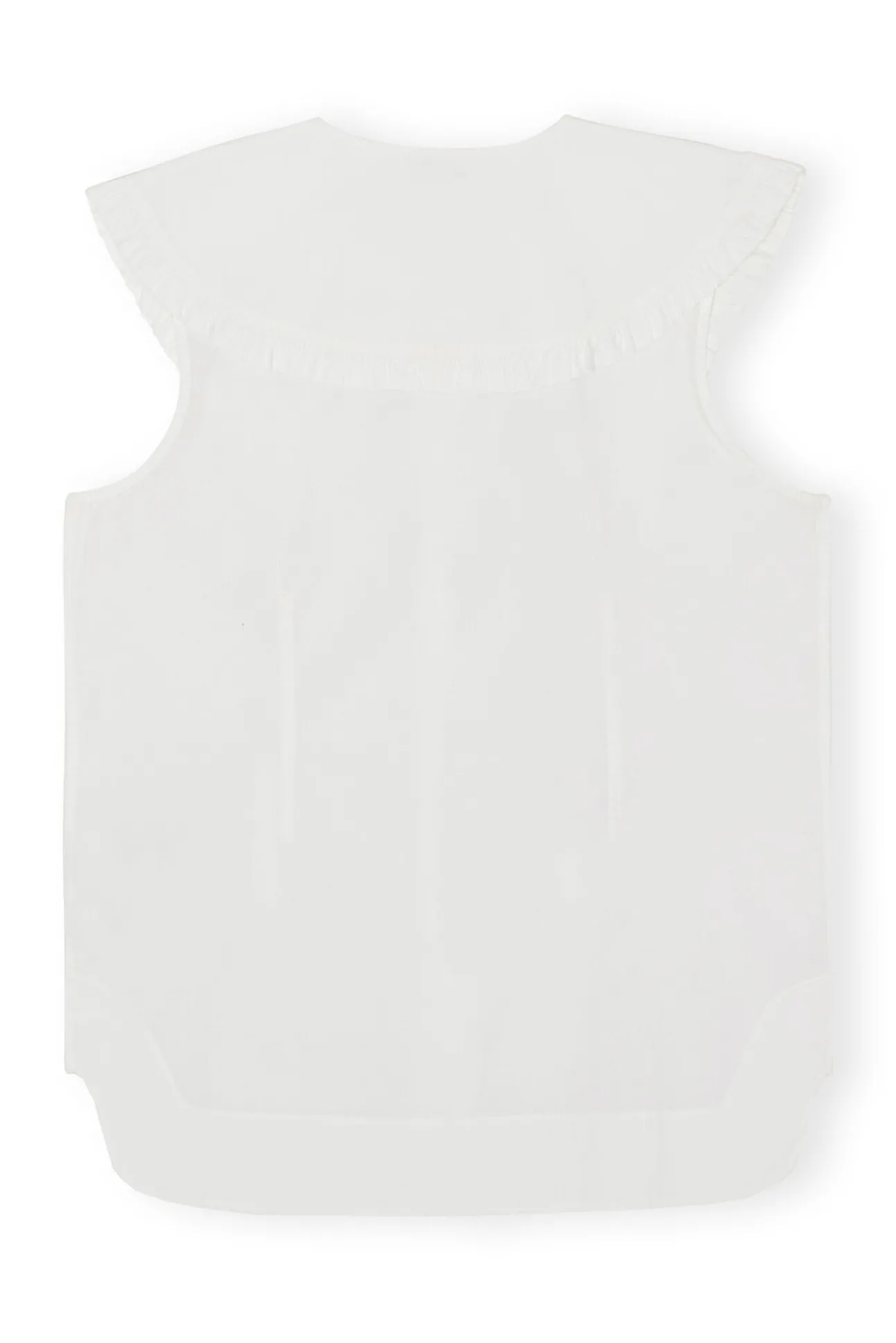 Discount GANNI Armelloses Ruschenkragenhemd Aus Cotton Poplin Bright White