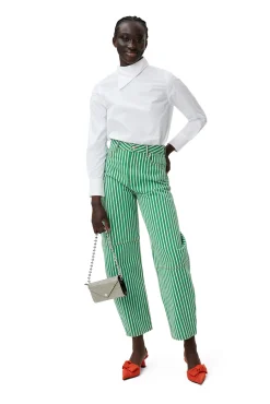 New GANNI Asymmetrisches Kragenhemd Aus Cotton Poplin Bright White