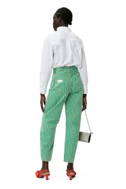 New GANNI Asymmetrisches Kragenhemd Aus Cotton Poplin Bright White