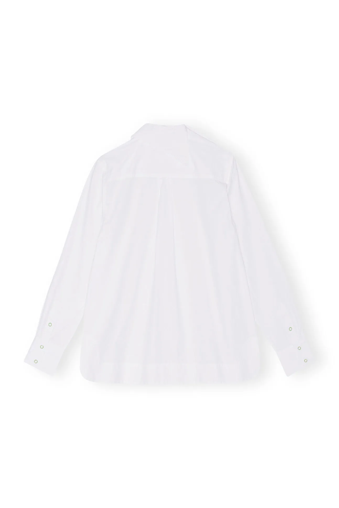 New GANNI Asymmetrisches Kragenhemd Aus Cotton Poplin Bright White