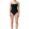 Clearance GANNI Badeanzug Mit Ruschen Black
