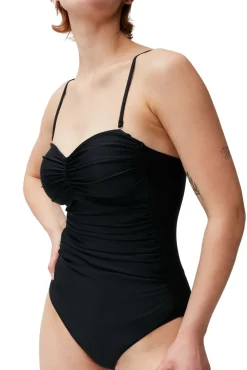 Clearance GANNI Badeanzug Mit Ruschen Black