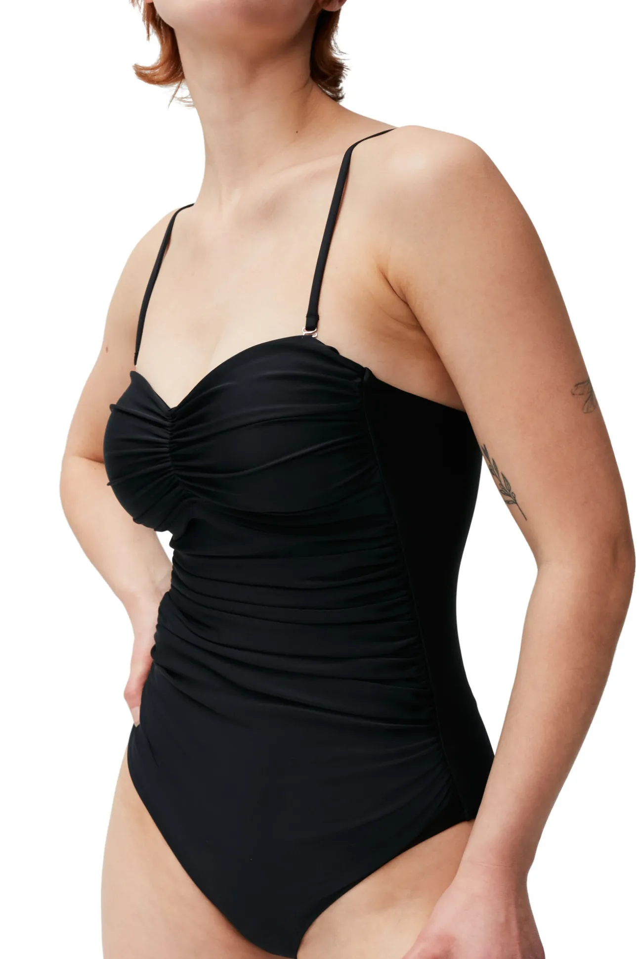 Clearance GANNI Badeanzug Mit Ruschen Black