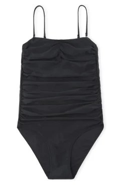 Clearance GANNI Badeanzug Mit Ruschen Black