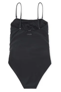Clearance GANNI Badeanzug Mit Ruschen Black