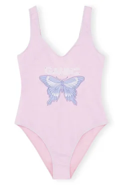 Flash Sale GANNI Badeanzug Mit Tiefem Ausschnitt Und Grafik Light Lilac