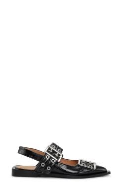 Store GANNI Ballerinas Mit Breiter Schnalle Black