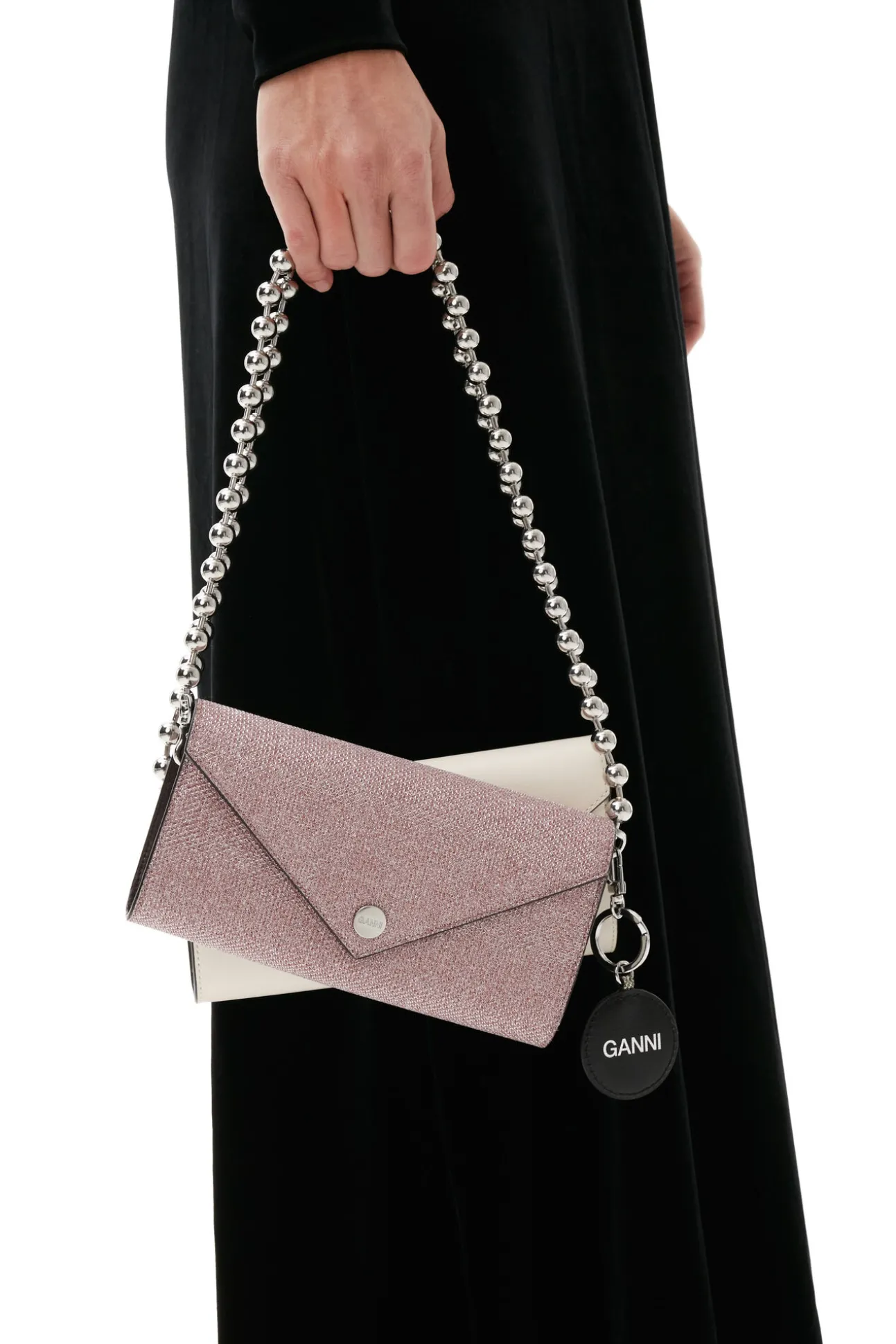 Store GANNI Banner-Envelope-Portemonnaie Mit Kette Light Lilac