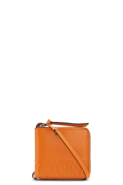 Hot GANNI Banner-Halsketten-Geldborse Vibrant Orange