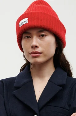 Cheap GANNI Beanie Aus Recycelter Wolle High Risk Red