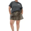 Clearance GANNI Bedruckte Elastische Shorts Aus Baumwolle Big Leopard Almond Milk