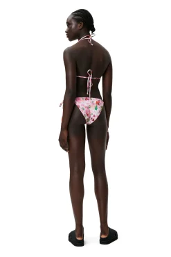 Shop GANNI Bedruckte String-Bikinihose Sugar Plum