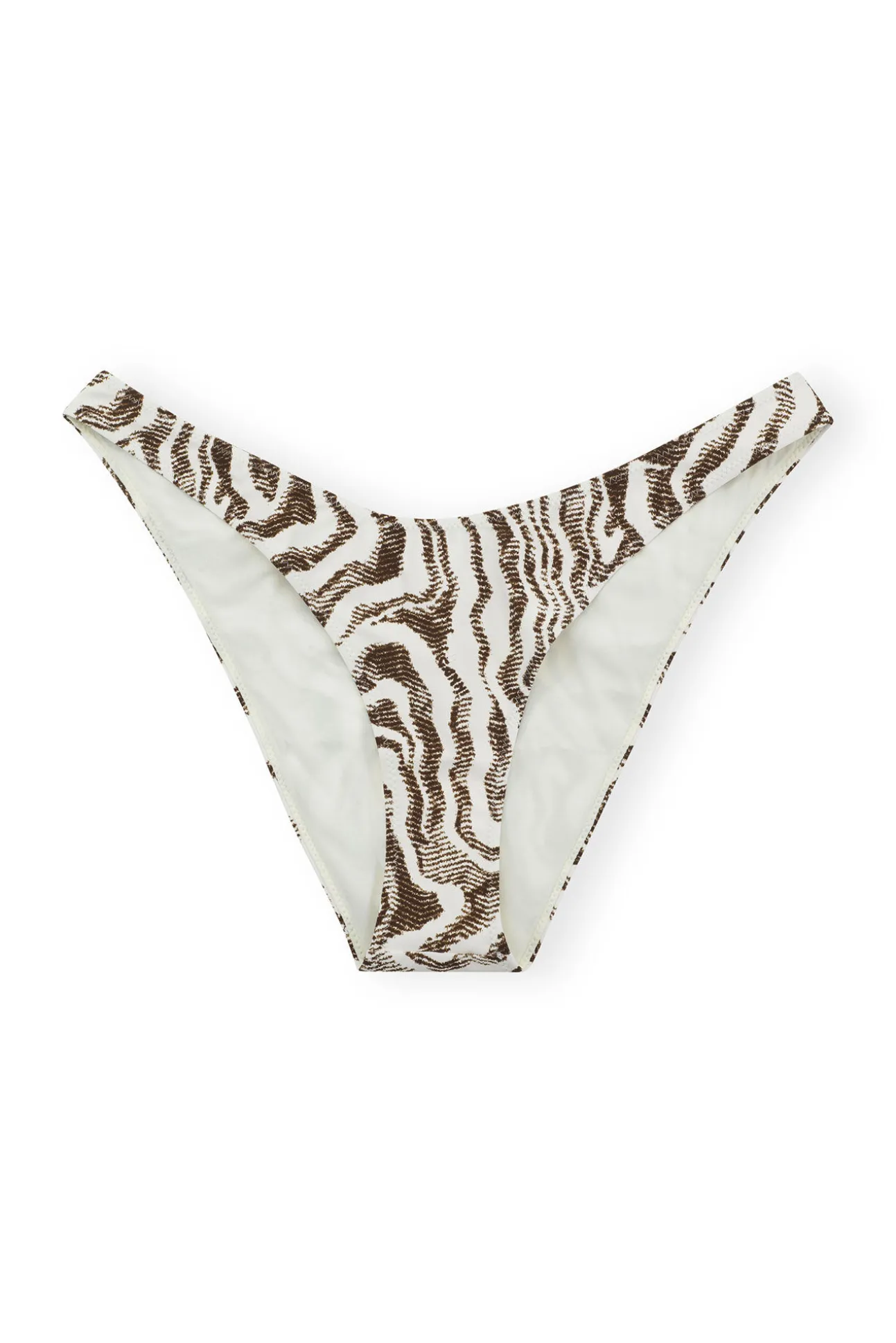 Flash Sale GANNI Bedruckte, Tief Geschnittene Wave-Bikinihose Aus Recyceltem Material Egret