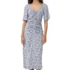 Online GANNI Bedrucktes Crepe-Midikleid Mit U-Ausschnitt Heather