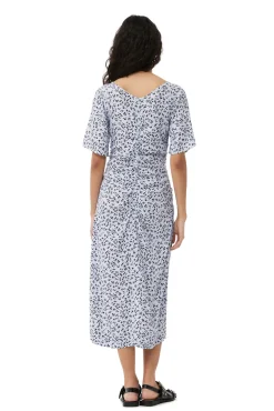 Online GANNI Bedrucktes Crepe-Midikleid Mit U-Ausschnitt Heather
