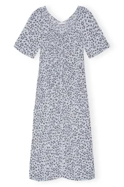 Online GANNI Bedrucktes Crepe-Midikleid Mit U-Ausschnitt Heather