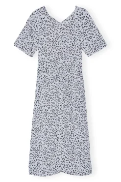 Online GANNI Bedrucktes Crepe-Midikleid Mit U-Ausschnitt Heather