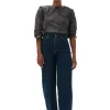 Best Sale GANNI Bedrucktes Hemd Mit Ruschenkragen Aus Cotton Volcanic Ash