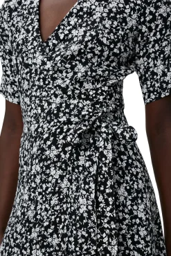 Discount GANNI Bedrucktes Krepp-Wickelkleid Black