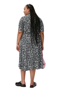 Discount GANNI Bedrucktes Krepp-Wickelkleid Black