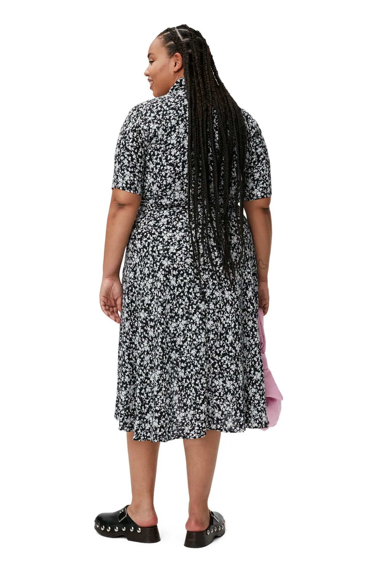 Discount GANNI Bedrucktes Krepp-Wickelkleid Black