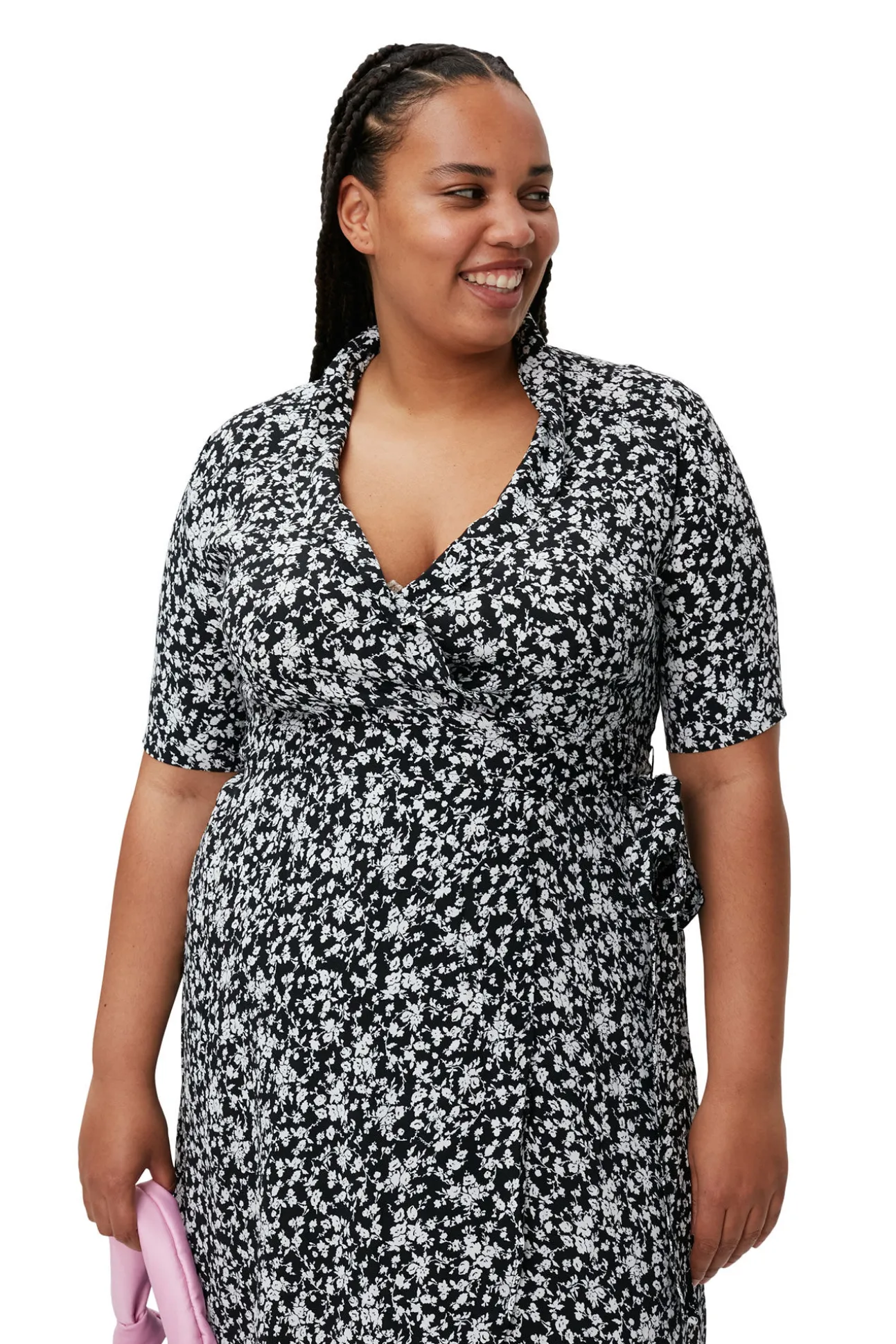 Discount GANNI Bedrucktes Krepp-Wickelkleid Black