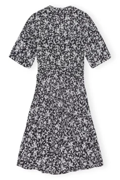 Discount GANNI Bedrucktes Krepp-Wickelkleid Black