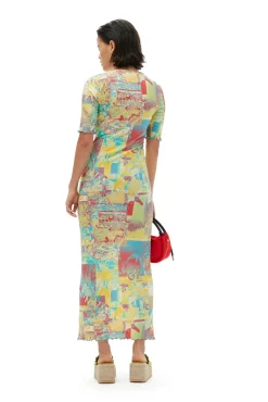 Flash Sale GANNI Bedrucktes Maxikleid Aus Rib Jersey Multicolour