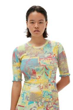 Flash Sale GANNI Bedrucktes Maxikleid Aus Rib Jersey Multicolour